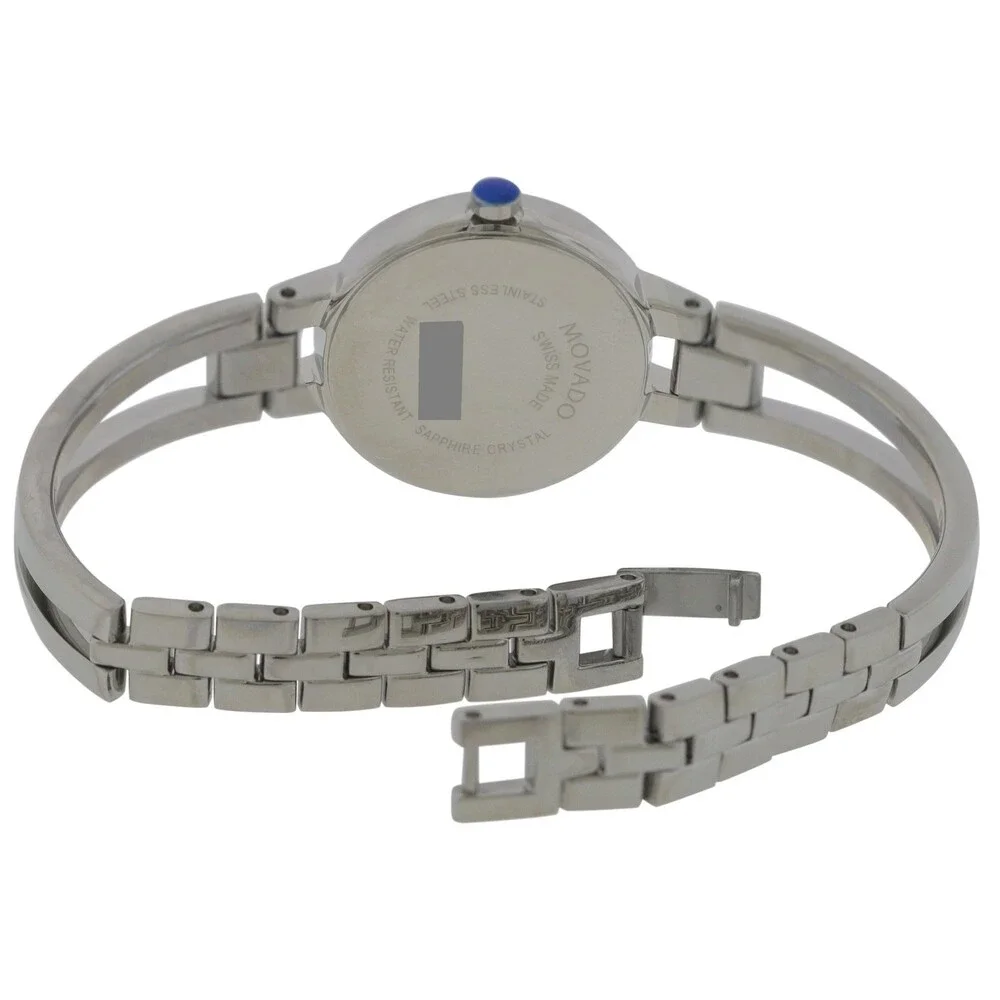 MOVADO AMOROSA 0607154 BLACK DIAL SILVER STAINLESS STEEL BRACELET WOMENS WATCH